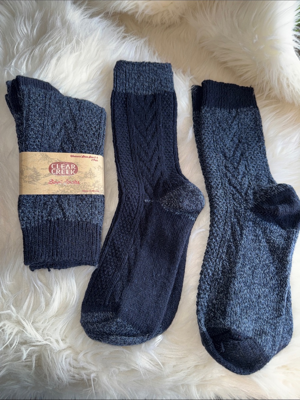 Women's Boot Crew  Wool Socks - Navy Heather 2-Pack